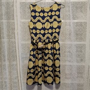 Blue & Yellow Print Dress